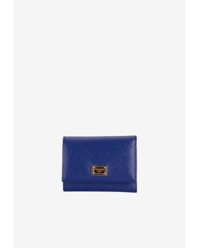 Dolce & Gabbana Logo Plaque Trifold Wallet - Blue