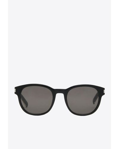 Saint Laurent Logo Round Sunglasses - Black