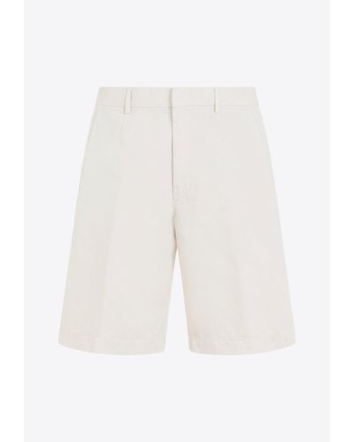 Zegna Basic Linen-Blend Tailored Shorts - White