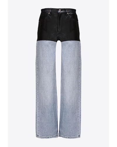 Alexander Wang Leather Panel Straight Jeans - Black