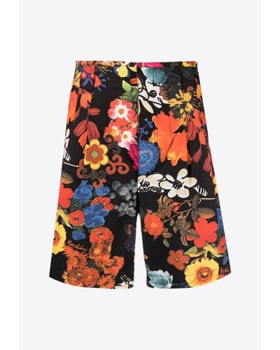 Moschino Floral Print Bermuda Shorts - Orange