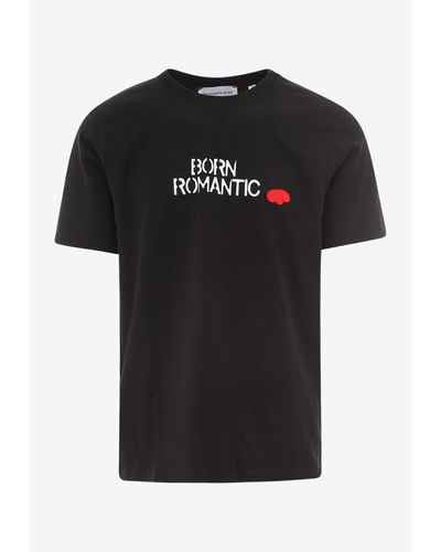 BORN ROMANTIC Logo Print Crewneck T-Shirt - Black