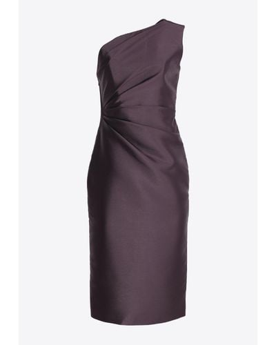 Solace London Orla One-Shoulder Midi Dress - Purple
