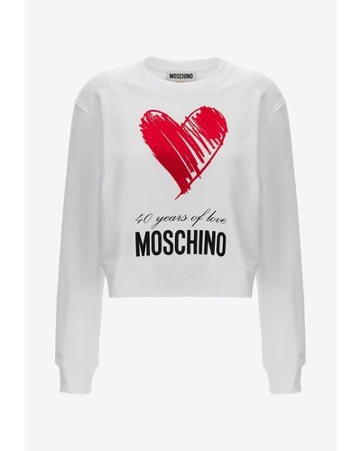 Moschino 40 Years Of Love Pullover Sweatshirt - White