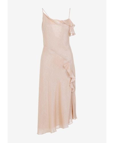 Victoria Beckham Ruffled Sleeveless Midi Dress - Natural