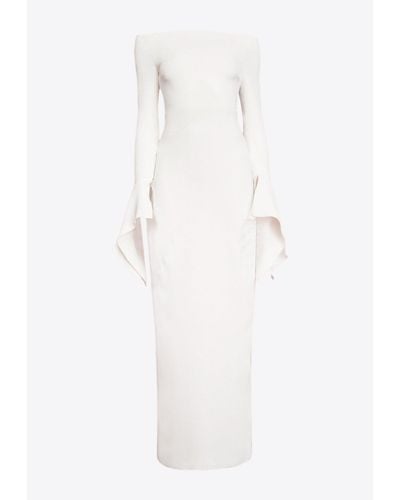 Solace London Amalie Off-Shoulder Maxi Dress - White