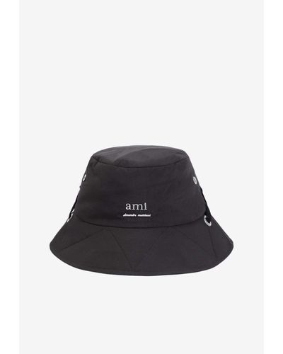 Ami Paris Logo Bucket Hat - Blue