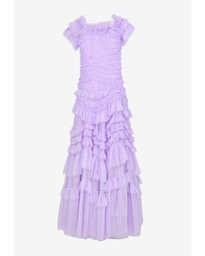 Needle & Thread Wild Rose Off-Shoulder Gown - Purple