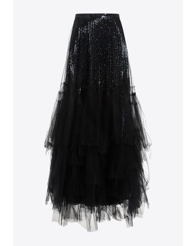 Ralph Lauren Daphne Sequin-Embellished Maxi Skirt - Black