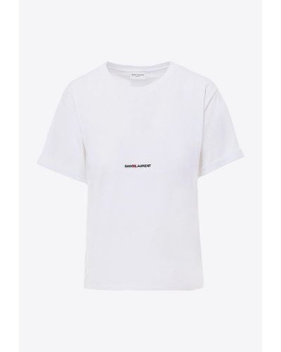 Saint Laurent Logo-Printed Crewneck T-Shirt - White