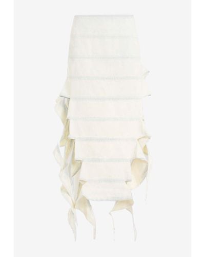 Y. Project Bug Asymmetric Midi Denim Skirt - White