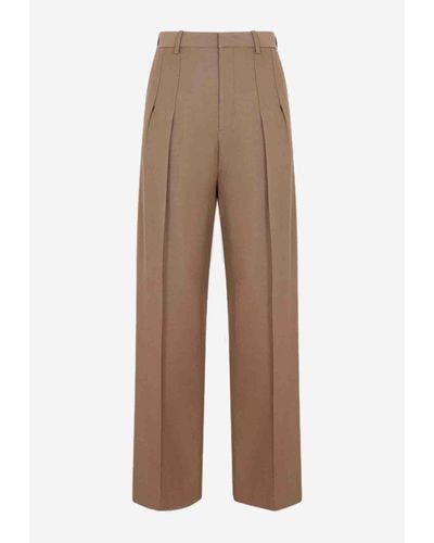 Victoria Beckham Straight-Leg Tailored Pants With Pleats - Natural