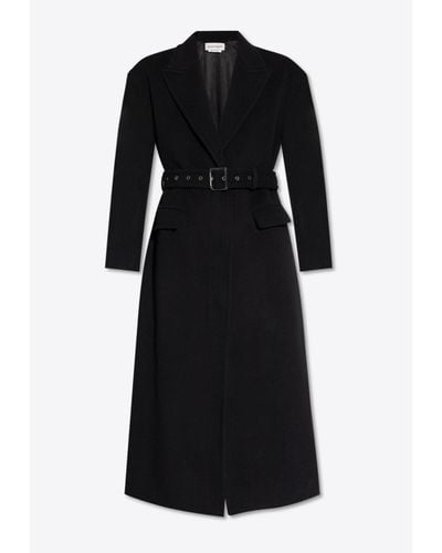 Alexander McQueen Single-Breasted Wool Blend Coat - Black