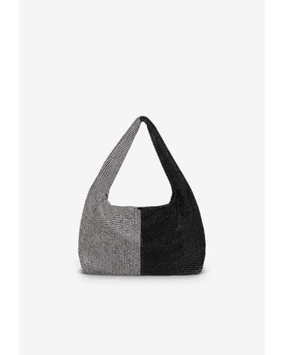 Kara Crystal Mesh Shoulder Bag - Black