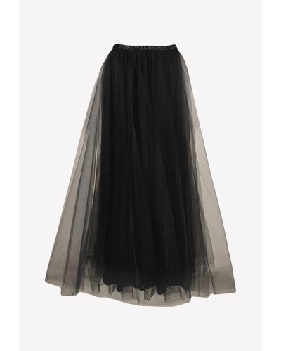 Valentino Embroidered Maxi Tulle Skirt - Black