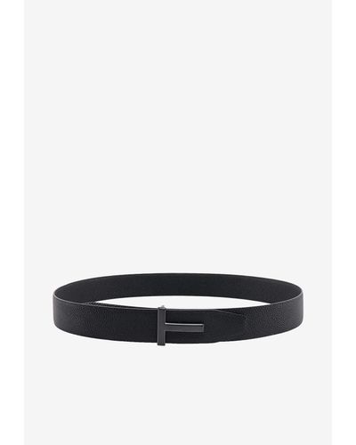 TOM FORD logo-plaque leather belt - Black