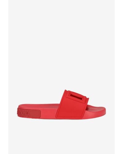 Dolce & Gabbana Logo-embossed Slides - Red