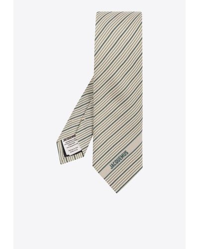 Jacquemus La Cravate Stripe Jacquard Tie - White