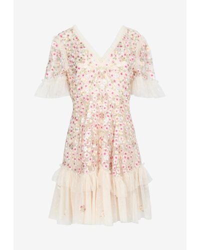 Needle & Thread Primrose Floral Mini Dress - Natural