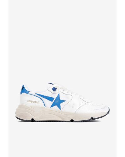 Golden Goose Running Sole Low-Top Leather Sneakers - Blue