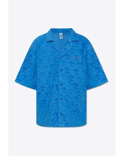 Moschino All-Over Jacquard Short-Sleeved Shirt - Blue