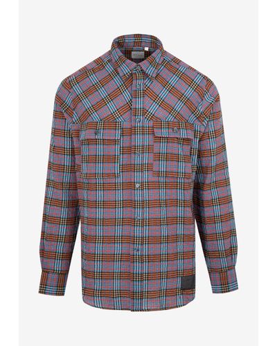 Paul Smith Checkered Cotton And Wool Shirt - Blue
