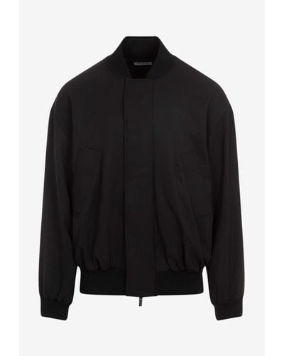 Fear Of God Wool And Silk Bomber Jacket - Black