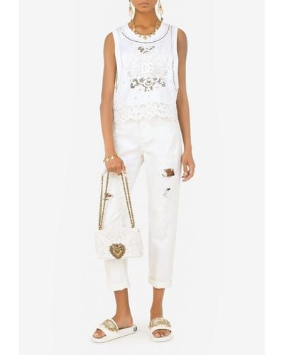 Dolce & Gabbana Ripped Boyfriend Jeans - White