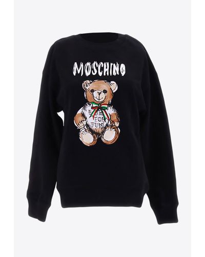 Moschino Teddy Bear Print Crewneck Sweatshirt - Black