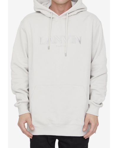 Lanvin Logo Embroidered Hooded Sweatshirt - White