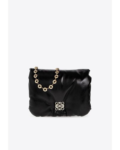 Loewe Goya Puffer Leather Shoulder Bag - Black