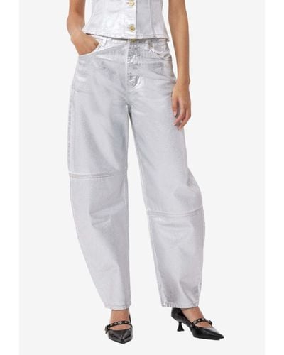 Ganni Metallic Denim Stary Jeans - White
