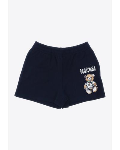 Moschino Teddy Bear Print Mini Shorts - Blue