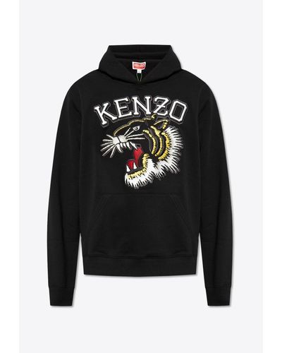 KENZO Logo-Printed Hooded Sweatshirt - Black
