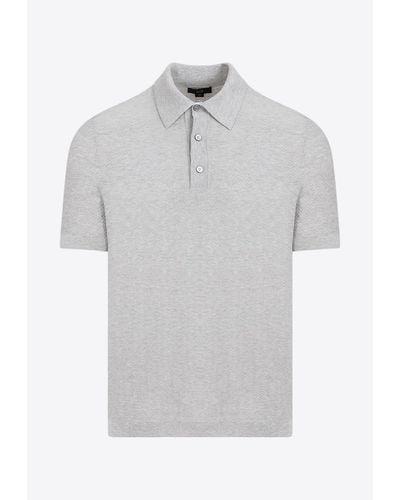 Dunhill Herringbone Short-Sleeved Polo T-Shirt - Gray