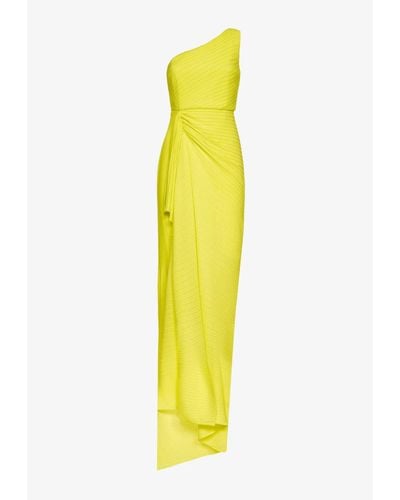 Solace London Dyas Pleated Crepe Maxi Dress - Yellow