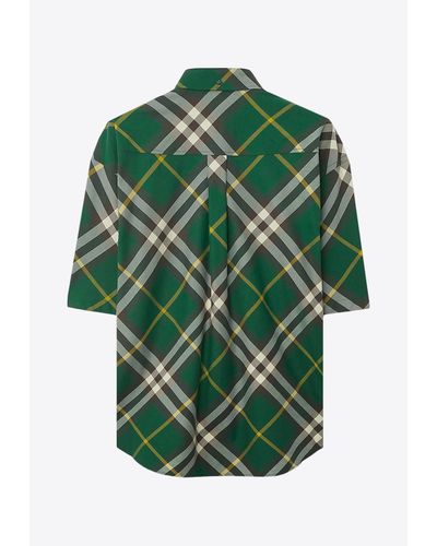 Burberry Logo-Embroidered Button-Down Shirt - Green