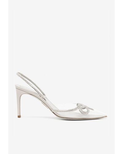 Rene Caovilla 80 Crystal-Embellished Pointed Pumps - White