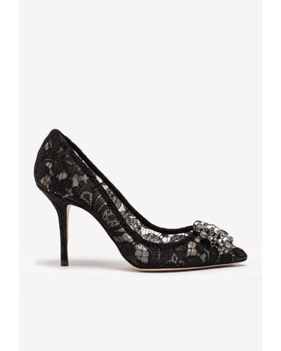 Dolce & Gabbana Bellucci 90 Crystal-Embellished Court Shoes - Black