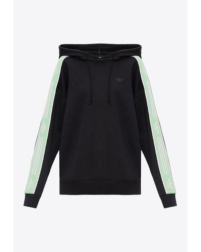 adidas Originals Logo Hooded Sweatshirt With Side Bands - Black