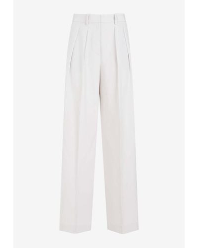 Theory Double-Pleat Straight-Leg Trousers - White