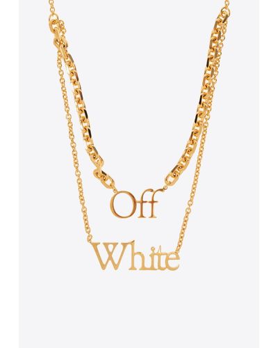 Off-White c/o Virgil Abloh Logo Pendant Necklace - Metallic