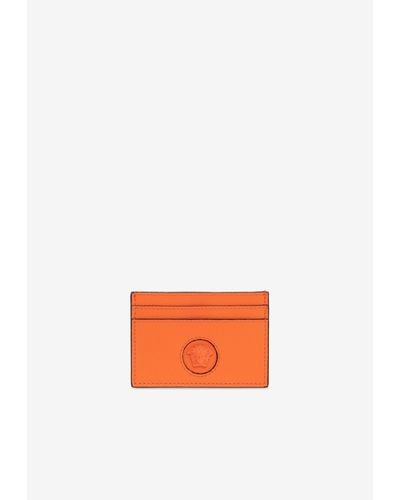 Versace La Medusa Leather Cardholder - Orange