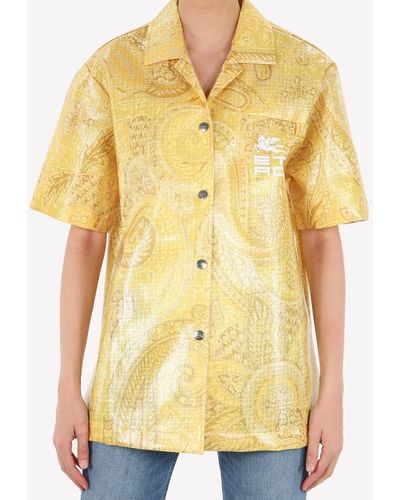 Etro Paisley Print Short-Sleeved Shirt - Yellow