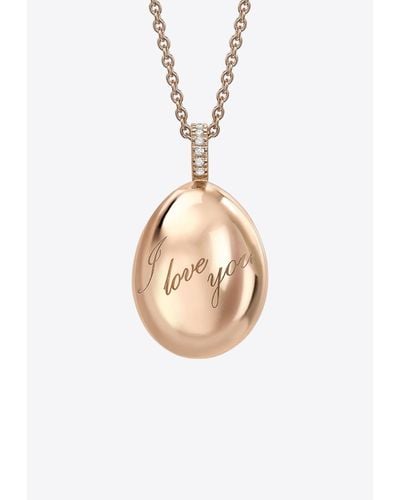 Faberge Essence I Love You Egg Pendant Necklace - White