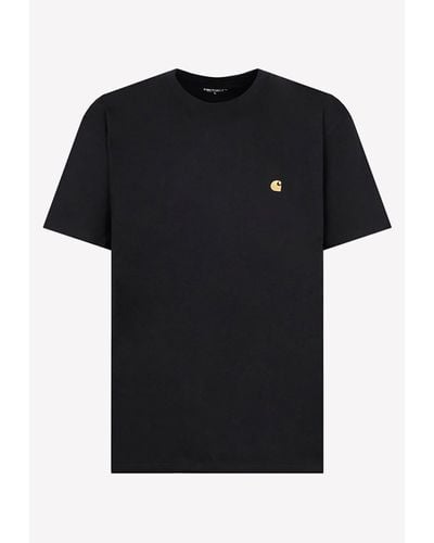 Carhartt Logo Embroidery Chase T-Shirt - Black
