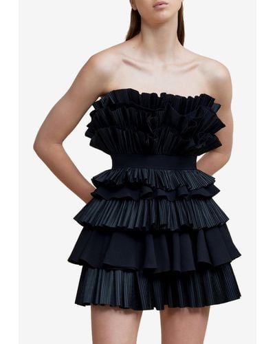 Acler Elsher Pleated Ruffle Mini Dress - Black