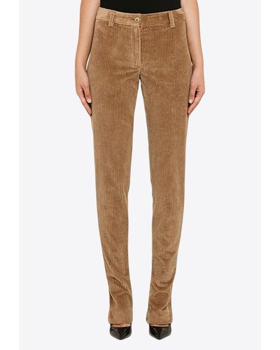 Dolce & Gabbana Stretch Corduroy Bell Bottom Trousers - Natural