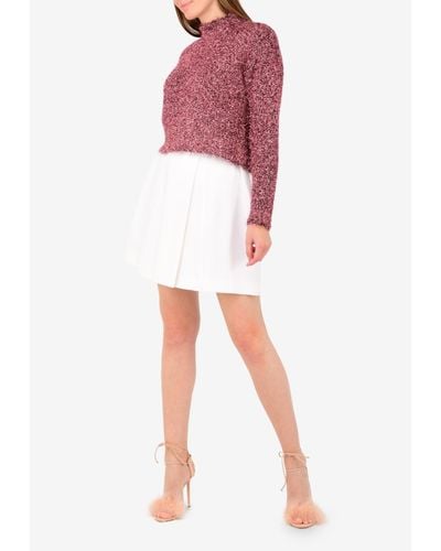 Ellery Vaporize Metallic Knit Long Sleeve Sweater - Pink