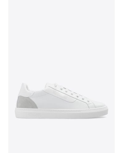 Moschino Logo Print Leather Sneakers - White